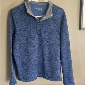 Callaway Men's Heathered Navy Blue Quarter-Snap Pullover with Gray Trim
